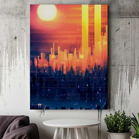 Tablou Canvas Modern Abstract - Abstract city at dawn - Img 3