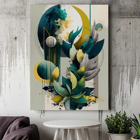 Tablou Canvas Modern Abstract - Beautiful 3D painting with leaves - Img 3