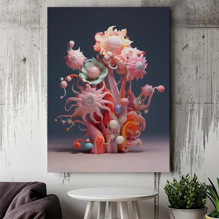 Tablou Canvas Modern Abstract - Some 3D alien flowers - Img 3