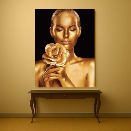 Tablou Canvas - The lady and the golden rose - Img 4