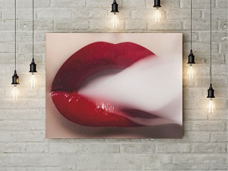 Tablou Canvas White Smoke, Red Lips - Img 2
