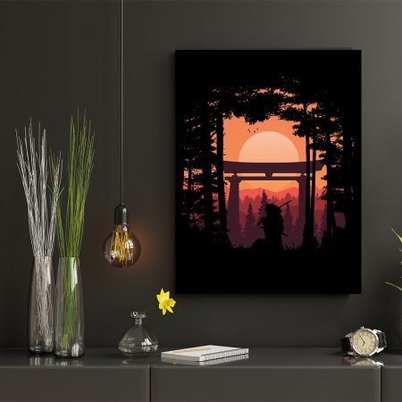Tablou Samurai in a forest at sunset - Img 3