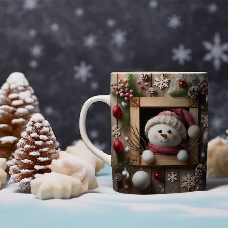 Cana De Craciun - 3D Snowman in a Frame - Img 2