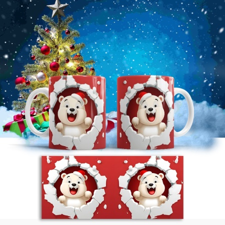 Cana De Craciun - Happy Polar Bear with Hat - Img 3
