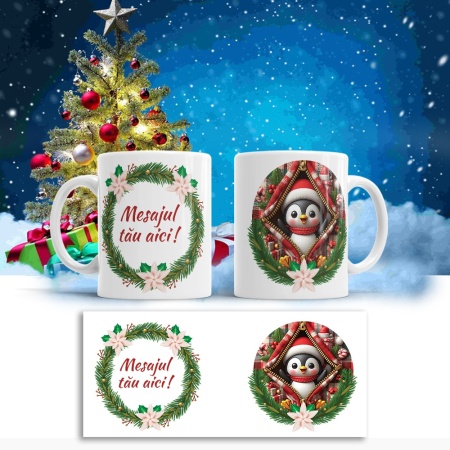 Cana De Craciun - Pinguin in buzunar cu cadouri (mesaj personalizat) - Img 2