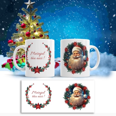 Cana De Craciun - Santa with Fluffy Hat (mesaj personalizat) - Img 3