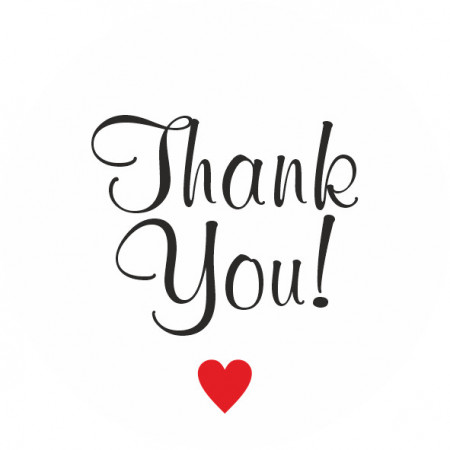 Etichete personalizate Thank You - Love, 100 buc, PVC, rezistente la apa - Img 2