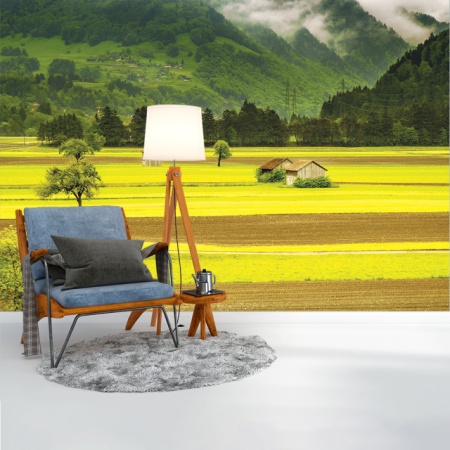 Foto tapet Green and yellow fields - Img 3