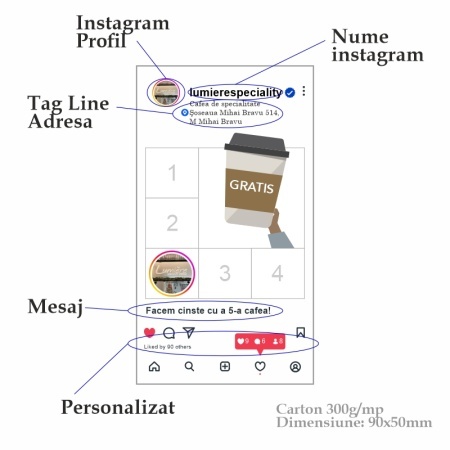 Set 100 vouchere 9x5cm - program fidelizare clienti instagram page - Img 3