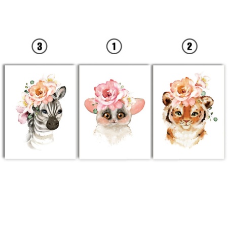 Set Tablouri Copii - Cute Flower Animals - Img 2