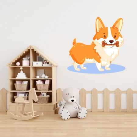 Sticker Copii - Corgi cu os - Img 2