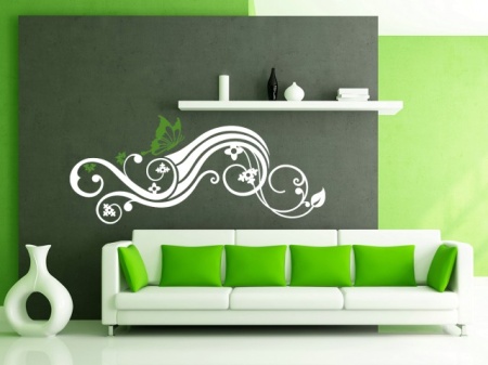 Sticker De Perete Abstract Floral Cu Fluture 01 - Img 4
