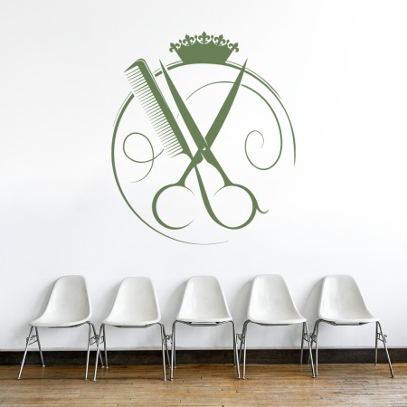 Sticker Frizerie (logo cu coroana) - Img 2