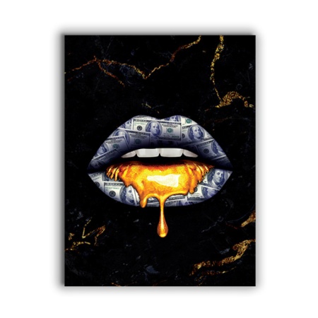 Tablou Canvas Golden Dollar Lips - Img 3