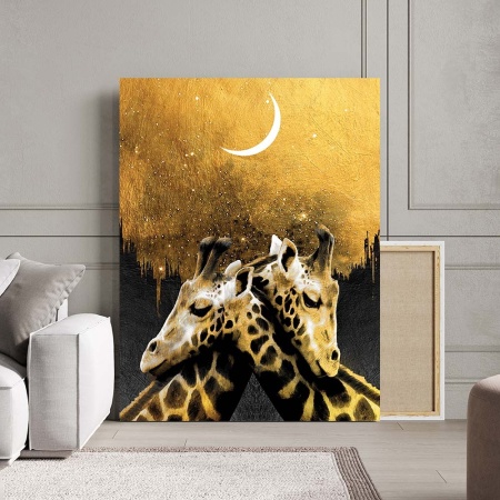 Tablou Canvas - Golden girrafes - Img 6
