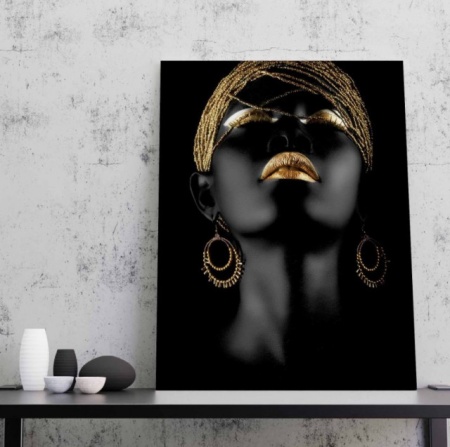 Tablou Canvas Golden Lips and Hair 2