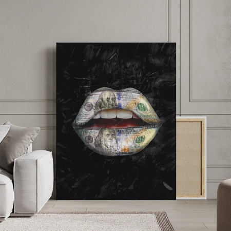 Tablou Canvas Inspirațional - Money Lips on Black - Img 3