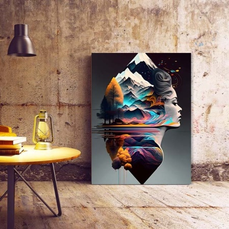 Tablou Canvas Modern Abstract - 3D Double exposure portrait - Img 3