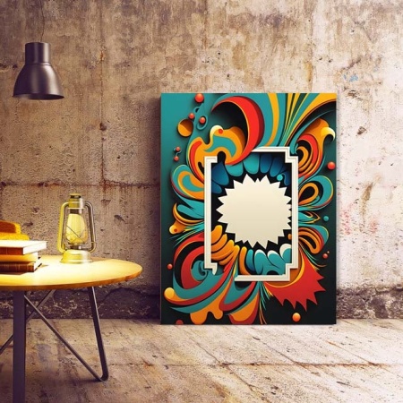 Tablou Canvas Modern Abstract - Colorful splash and white frame - Img 3