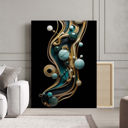Tablou Canvas Modern Abstract - Marble and golden threads - Img 2
