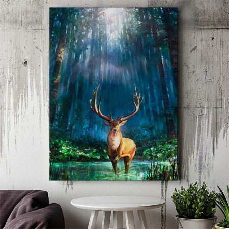 Tablou Canvas Modern Abstract - Stag in the forest - Img 2