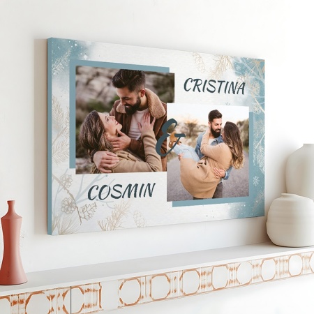 Tablou Canvas Personalizat - Peisaj de iarna cu poze de cuplu - Img 5