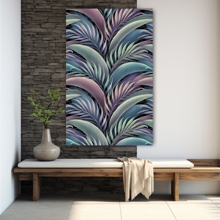 Tablou Vegetatie - Pattern cu frunze exotice pastel (035) - Img 3