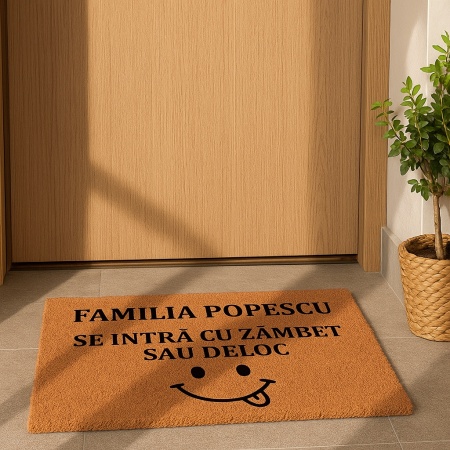 Covor de intrare personalizat - 60x40cm - Se intra cu zambet sau deloc - Img 2
