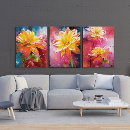 Set 3 Tablouri Canvas - Rainbow flowers - Img 3