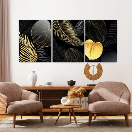 Set 3 Tablouri Golden exotic jungle - Img 2