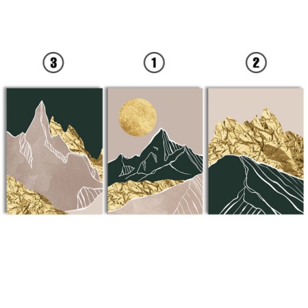Set Tablouri Canvas - Golden Foil Abstract Mountains - Img 2
