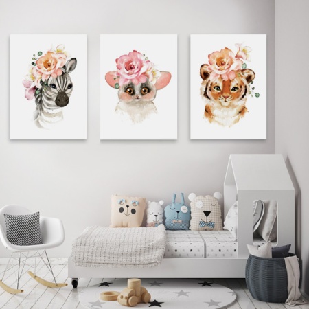 Set Tablouri Copii - Cute Flower Animals - Img 3