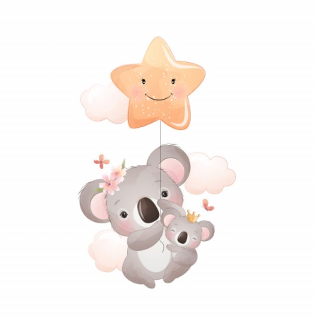 Sticker Copii - Cute koala family with a star - Img 2