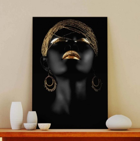 Tablou Canvas Golden Lips and Hair 3