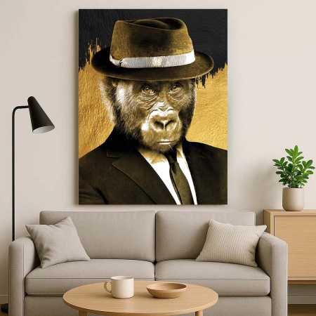 Tablou Canvas - Golden Monkey with Hat - Img 3