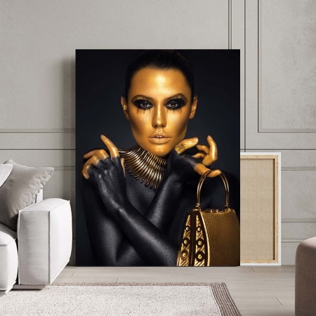 Tablou Canvas - The lady with a golden bag - Img 2