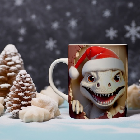 Cana De Craciun - Angry Dino with Christmas Hat - Img 2