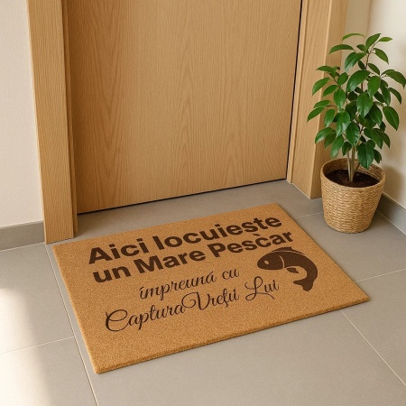 Covor de intrare personalizat - 60x40cm - Aici locuieste un mare pescar - Img 5