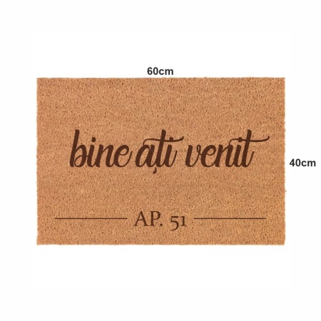 Covor de intrare personalizat - 60x40cm - bine ati venit apartament - Img 2