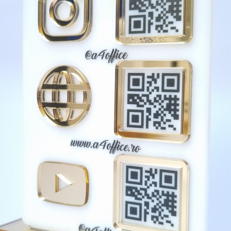 Meniu de birou din plexi cu accesorii aurii - Img 2