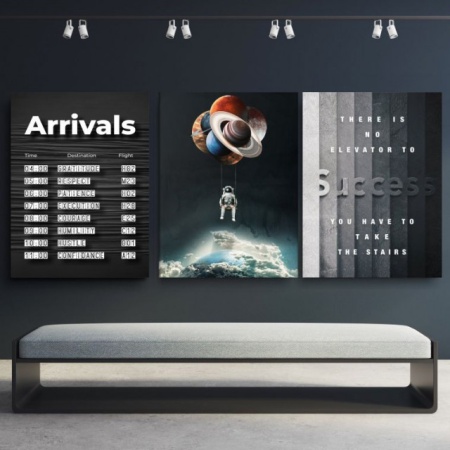 Pachet tablouri canvas motivationale - set 3 tablouri Sosiri, Astronaut si Success - Img 3