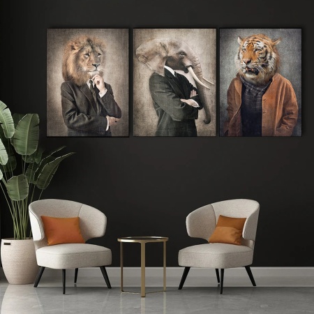 Set 3 Tablouri Canvas - Animale exotice personificate - Img 3