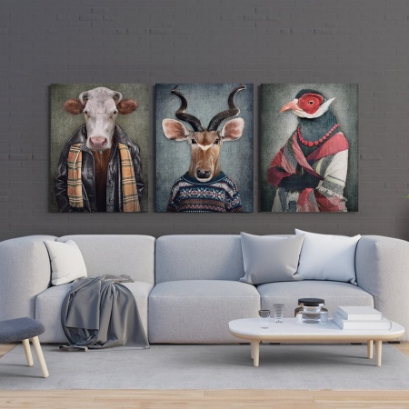 Set 3 Tablouri Canvas - Animale personificate - Img 3