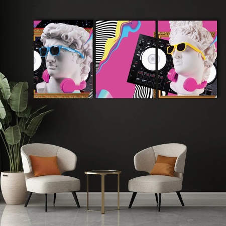 Set 3 Tablouri Canvas - Famous sculptures pop-art mix - Img 2