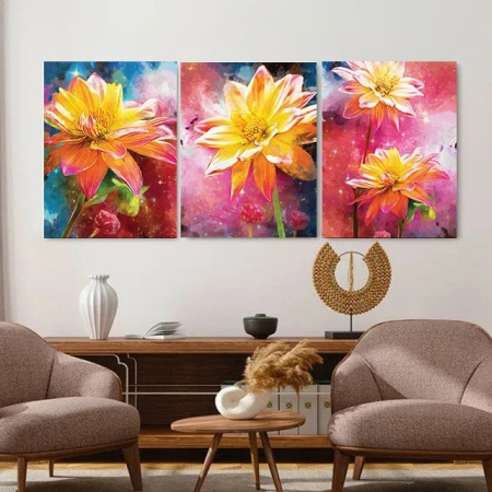 Set 3 Tablouri Canvas - Rainbow flowers - Img 4