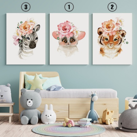 Set Tablouri Copii - Cute Flower Animals - Img 4
