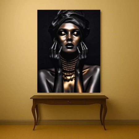 Tablou Canvas - Black and golden portrait - Img 4