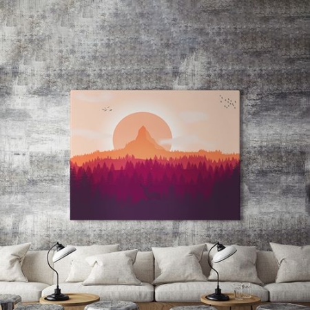Tablou Canvas Cerb Si Apus Violet - Img 4