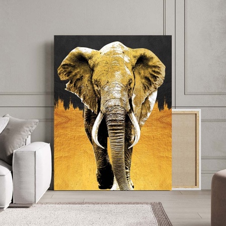 Tablou Canvas - Golden elephant - Img 2