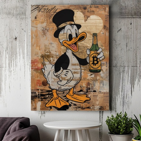 Tablou Canvas Inspirațional - Scrooge and Bitcoin Bottle - Img 4